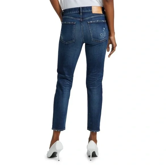 Moussy Vintage Lancaster Mid-Rise Distressed Skinny Cropped Jeans Size 27 - Picture 2 of 14